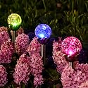 GIGALUMI Solar Outdoor, Cracked Glass Ball Solar Garden Lights, Color Changing Lights Outdoor,Garden LED for Path, Patio, Yard, 3 Pack Pathway