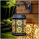 DenicMic Solar Lantern Outdoor Solar Lights Outdoor Hanging Lantern with Handle & Hook Waterproof, 25 Lumen Warm White LED Metal Decorative