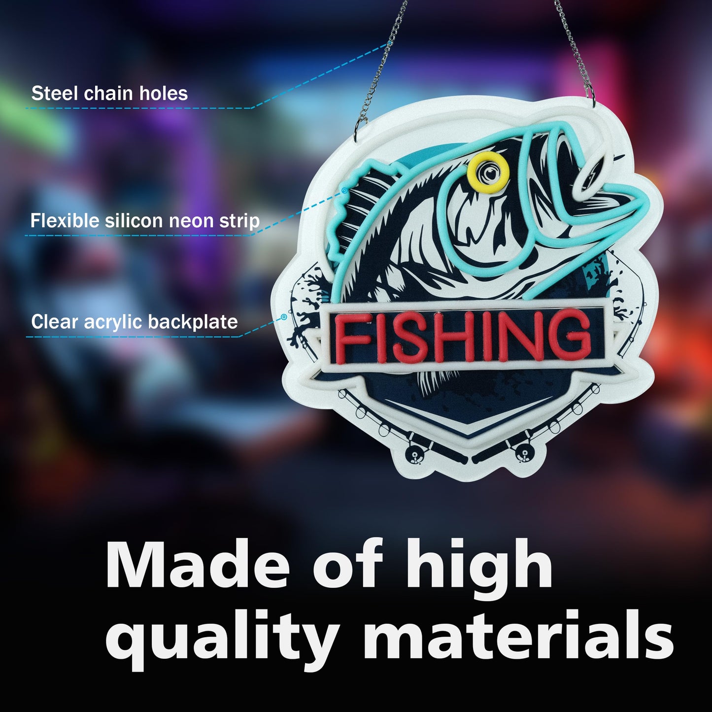 ASIUXIRS 13x13 inch Fishing Neon Sign Art Wall Lights for Beer Bar Club Bedroom Hotel Pub Cafe Wedding Birthday Party Gifts