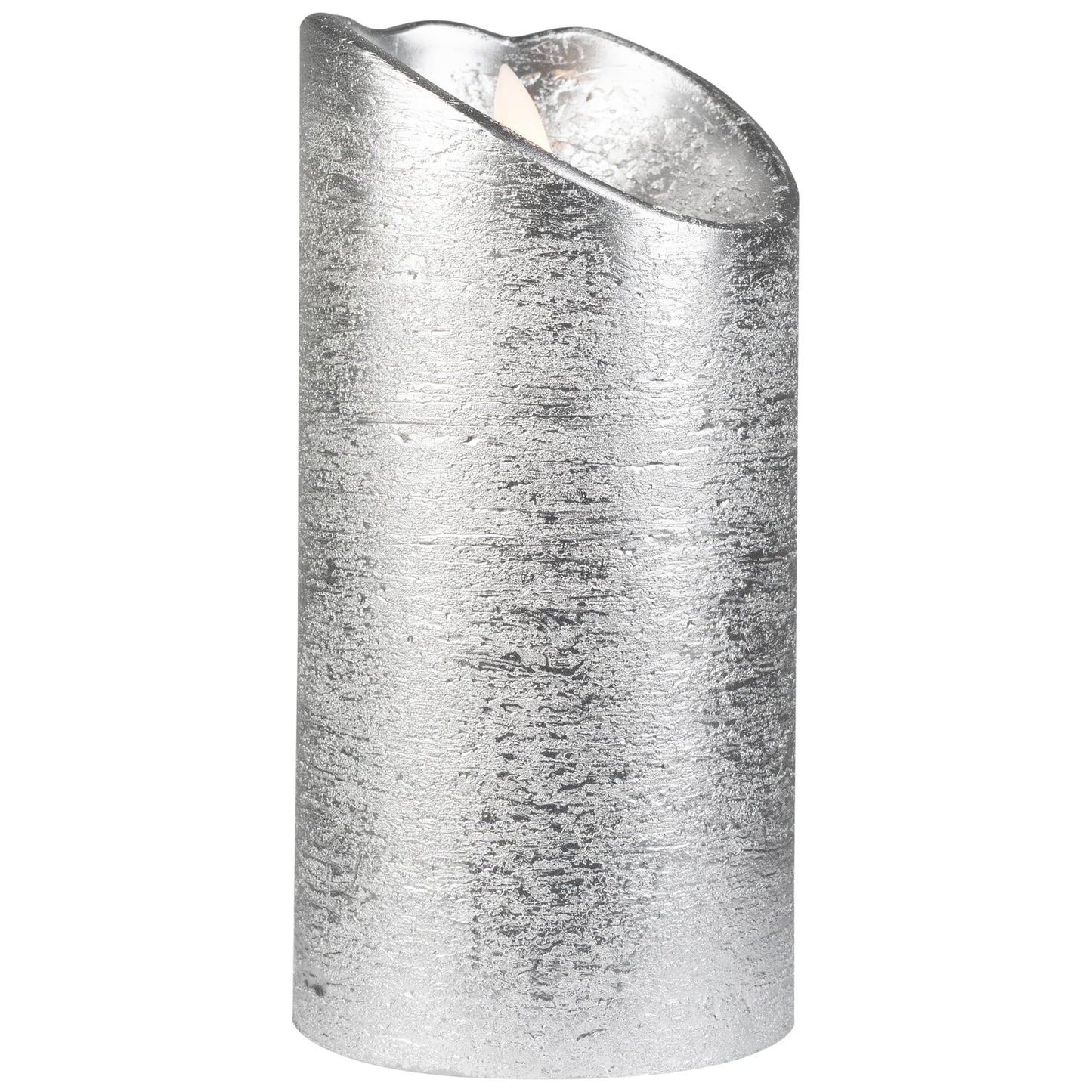 Northlight Lighted LED Flameless Flickering Pillar Christmas Candle - 6" - Silver