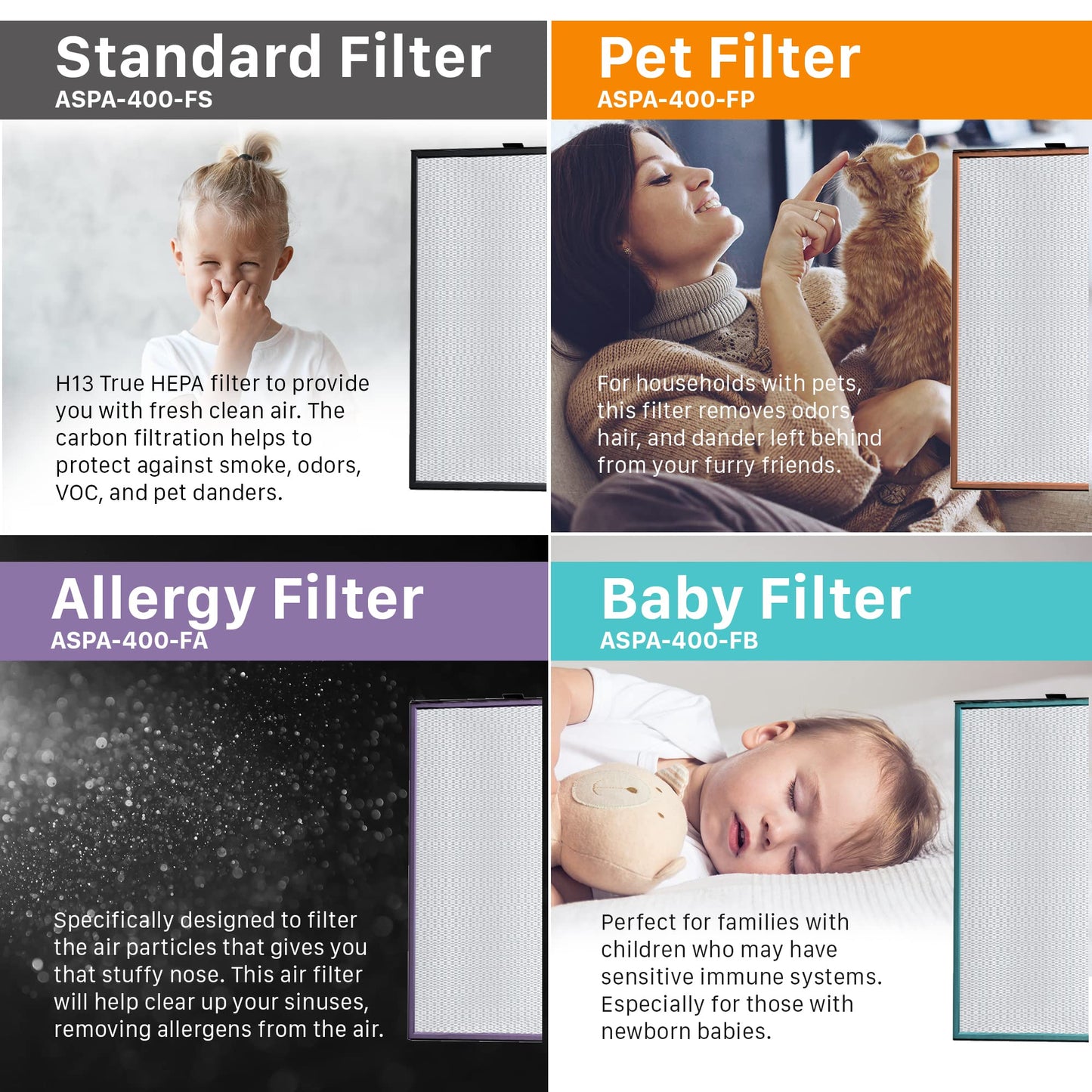 Aspen One Button Air Purifiers for Home, Cleans 1500 SqFt in 50min and 362 SqFt in 12min, HEPA Air Purifier with Automatic and App Control - Filtrate