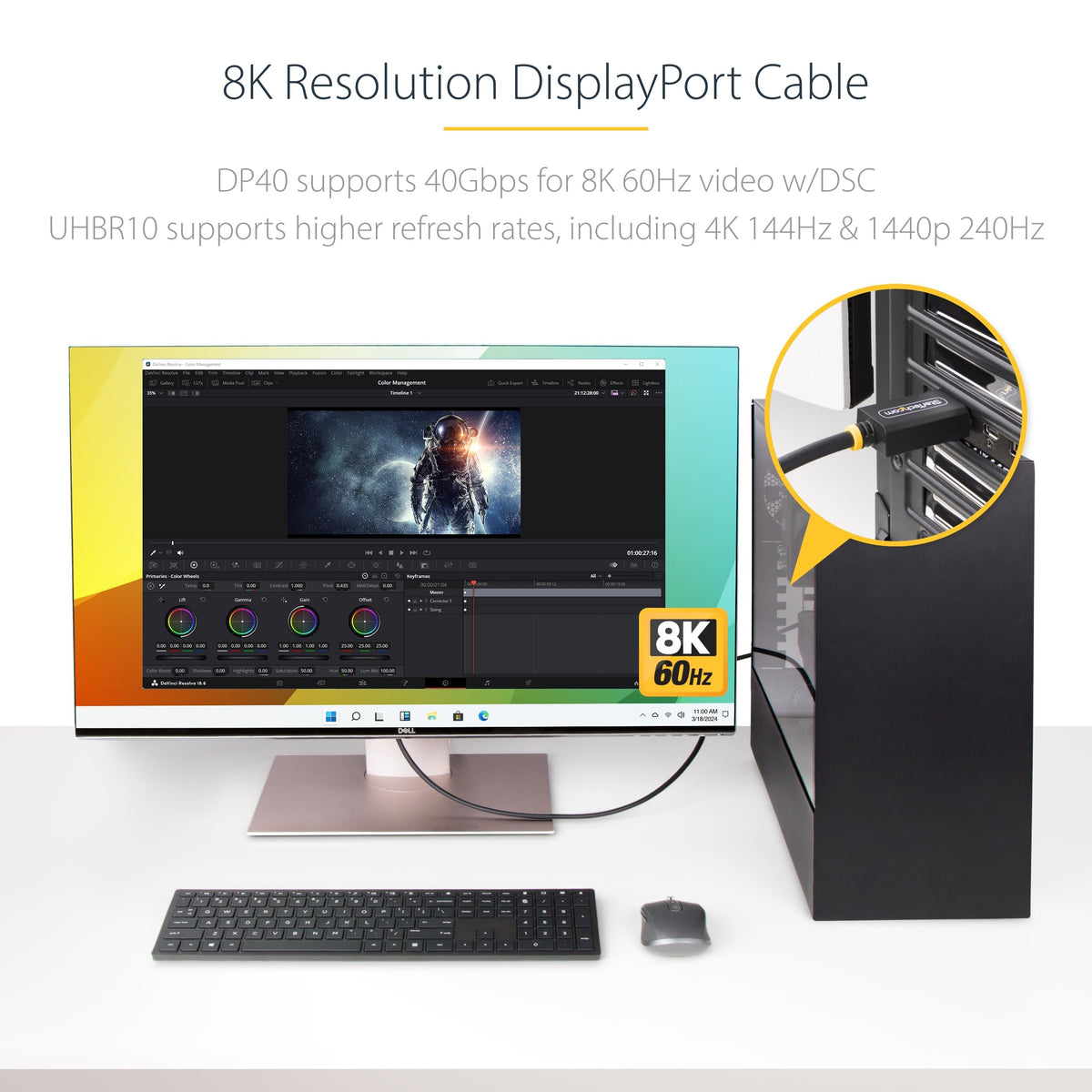 StarTech 10ft DisplayPort 2.1 Cable, 8K 60Hz, HDR