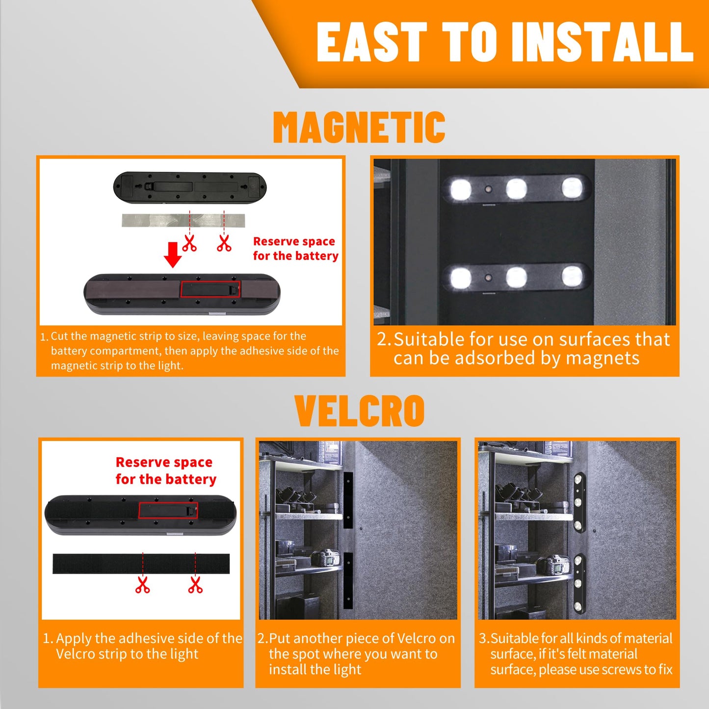MIND&ACTION Gun Safe Lights,Motion Activated LED Light for Gun Safe Gun Cabinet, Ultra Bright Rotatable LED Lens for Directional Lighting Battery