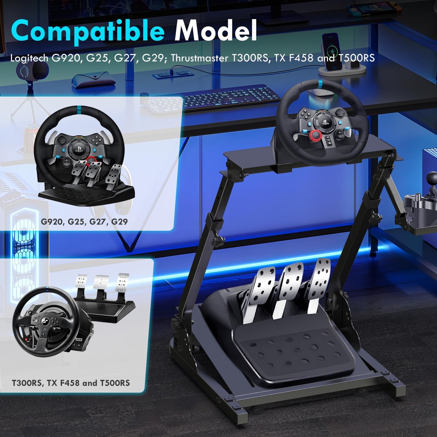 Slendor Racing Steering Wheel Stand for Logitech G920, G25, G27, G29 Wheel, Sim Racing Stand Driving Simulator Cockpit Pedal and Shifters Not