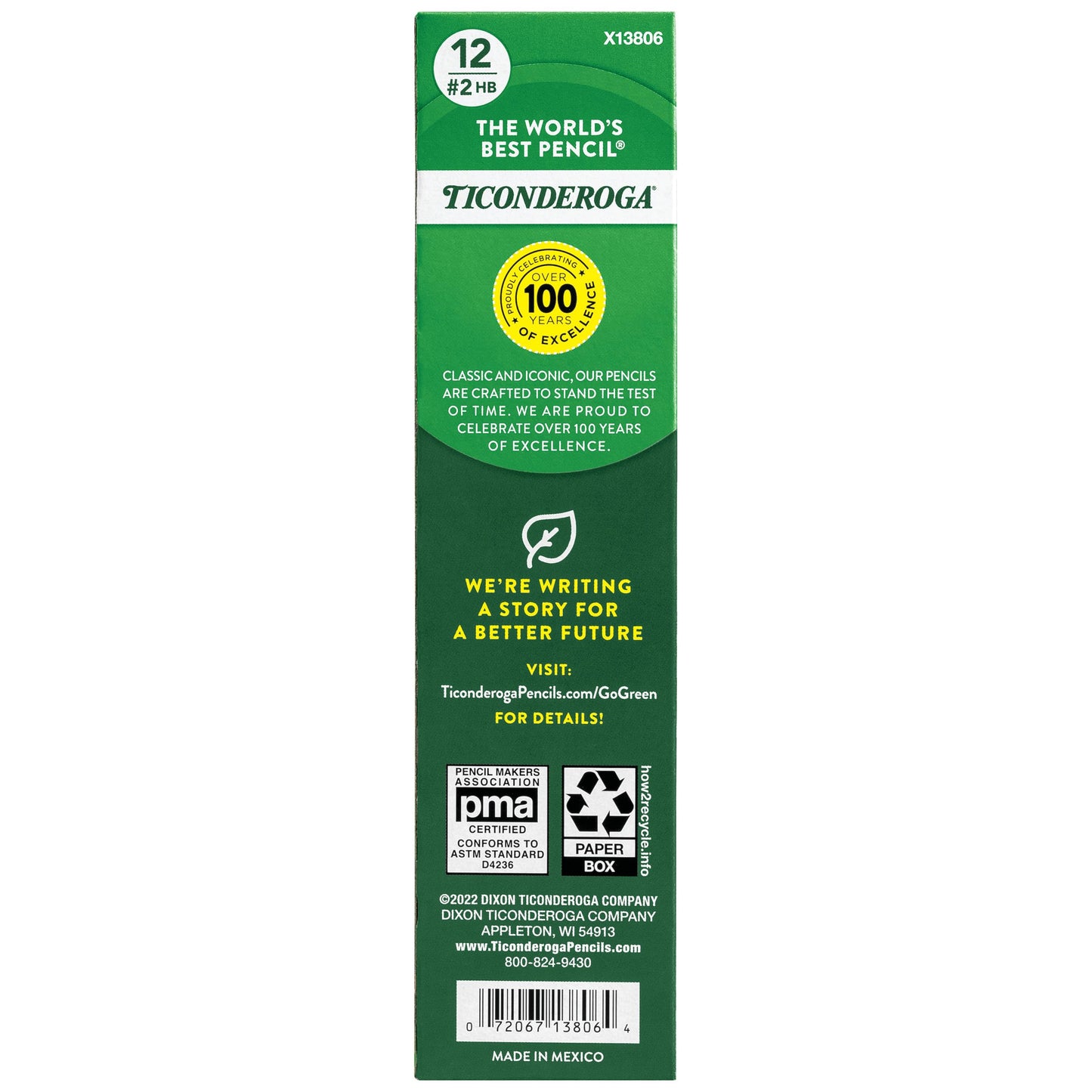 Ticonderoga Wood-Cased Pencils, Pre-Sharpened, 2 HB Soft, Yellow, 12 Count