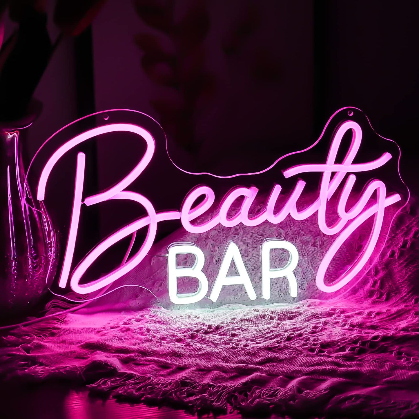 Noasktt Beauty Bar Neon Sign, Pink Light Up Neon Lights For Wall Decor, Girls Makeup Room Bedroom Decor - Energize Your Space With Magical