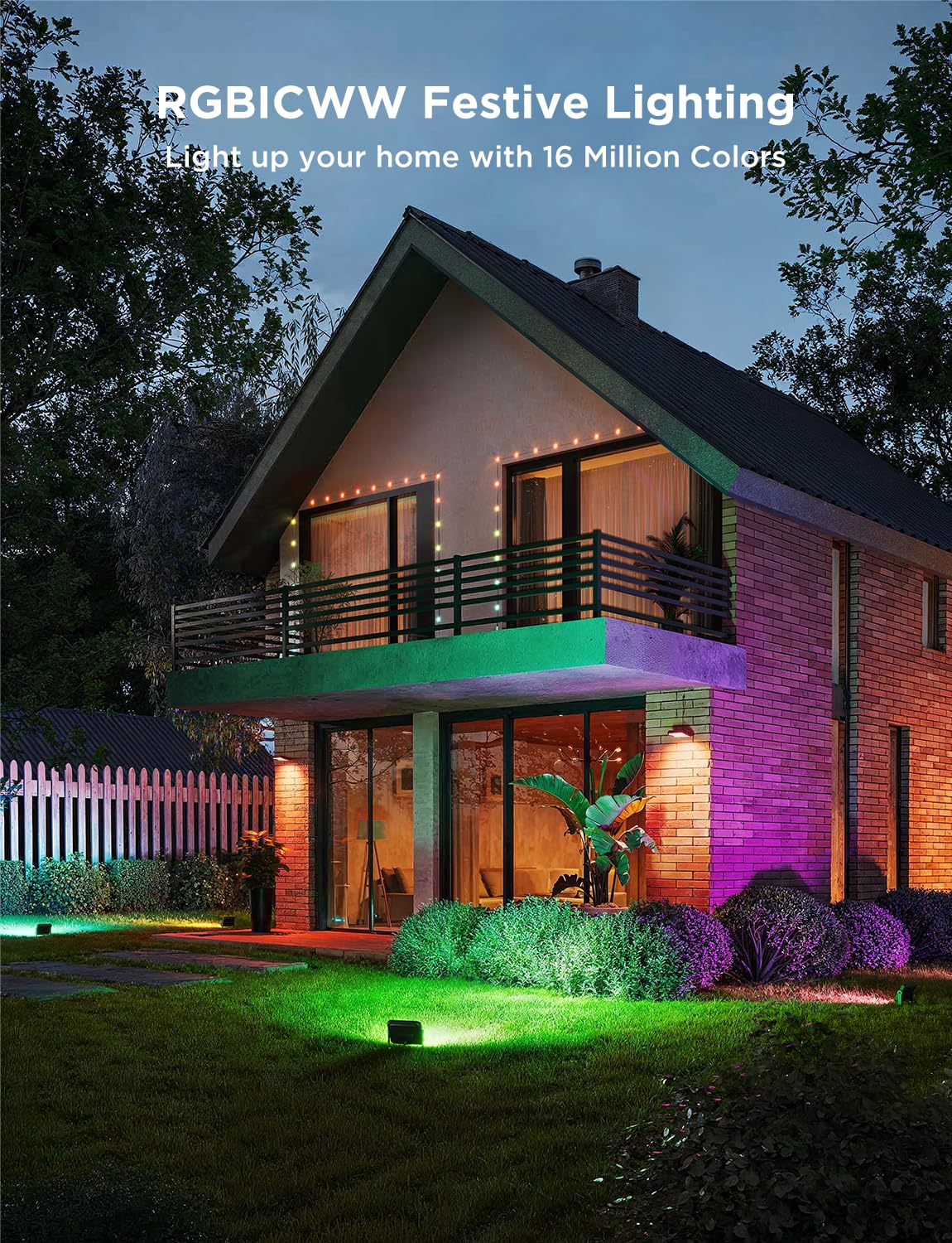 Govee Outdoor Flood Lights 2, RGBIC Warm Cold White LED Lights for Outdoor Decorations, 50 Scene Modes, Landscape Lighting, Upgrated IP66 with App
