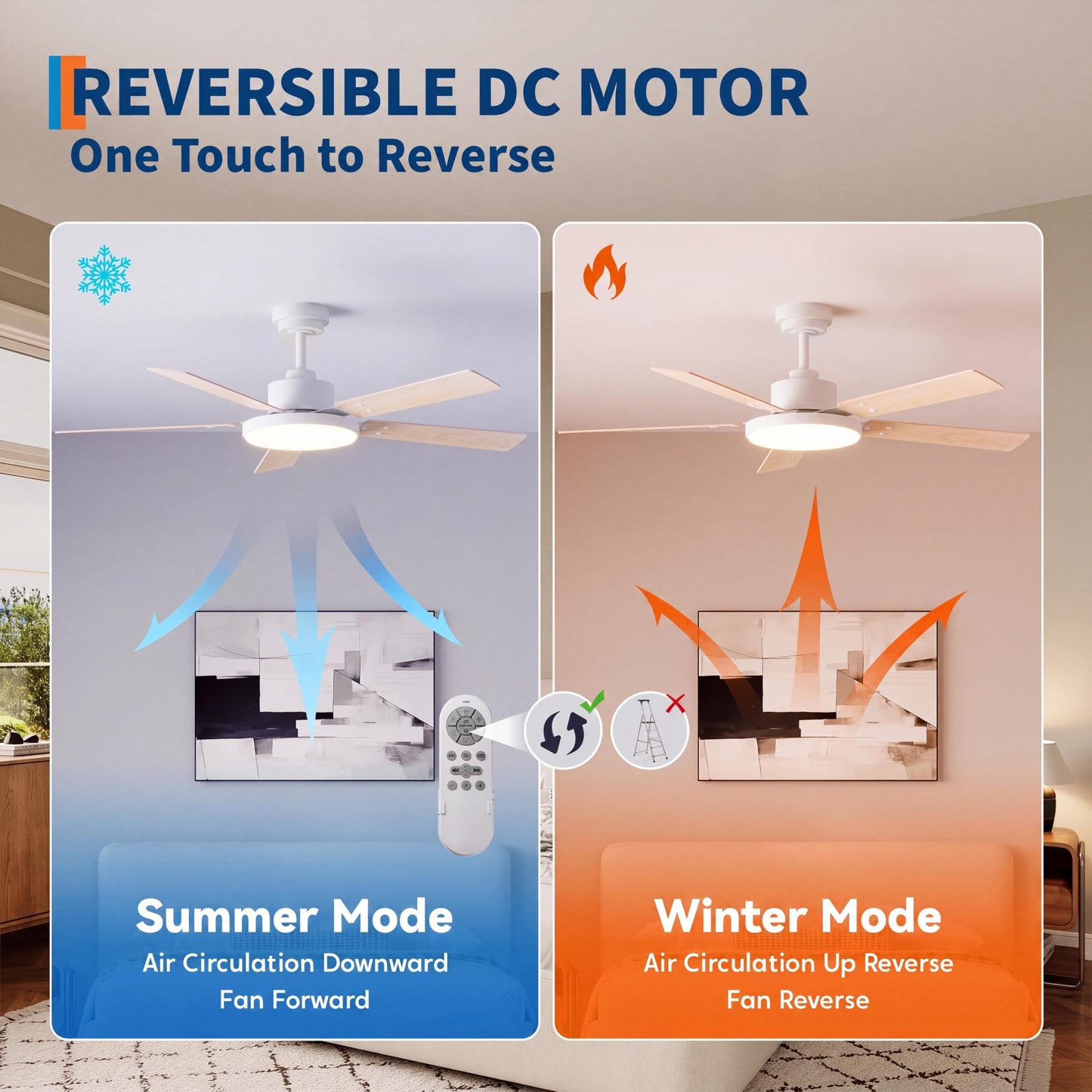 JustSmart 52'' Ceiling Fan with Light & Remote