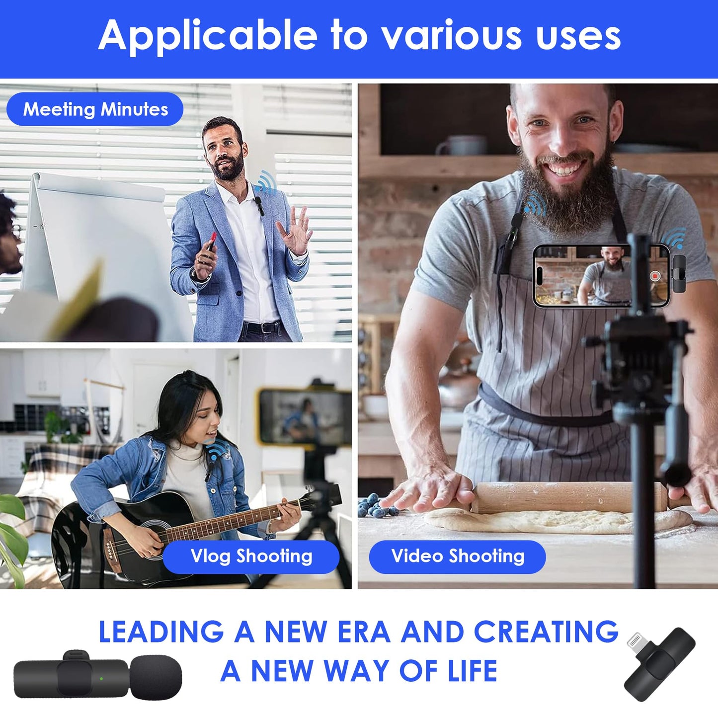 TARSIUN 2 Pack mini Updated Model Wireless Professional Lavalier Microphone for Android, iPhone, iPad, Laptop, Interview, Live Streams, Video