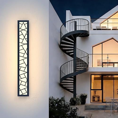 TRUWELLA Outdoor Wall Lights 31.5inch Modern Outdoor Wall Sconce LED Long Wall Sconces Black Front Porch Light Waterproof Led Wall Light IP67 3000K