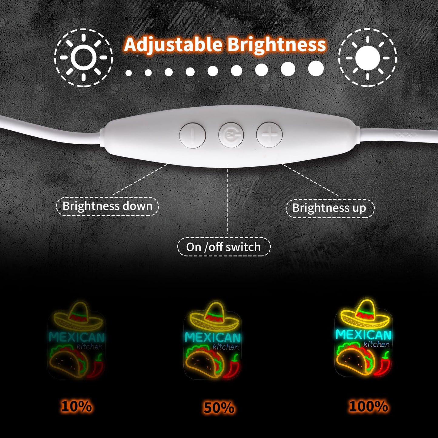 Mexican Taco Neon Sign - LED Restaurant Decor for Mexican Kitchen, Taco Party Decorations, 16.5x12" USB Wall Light - Mexican Food Gifts