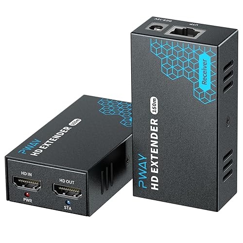 PWAY HDMI Extender 500ft Over Single Cat5e/6, One to Multiple Monitors by Gigabit Ethernet Switch, Full HD 1080P@60Hz Video Extended
