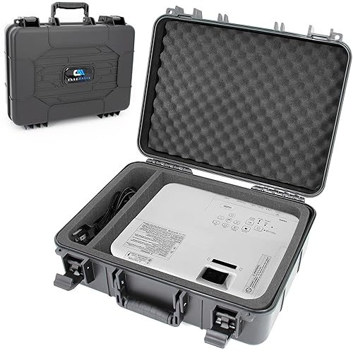 CASEMATIX Hard Shell Projector Travel Case Compatible with Epson VS250 SVGA, VS350 XGA, VS355 WXGA Projectors with HDMI Cable and Remote in Custom