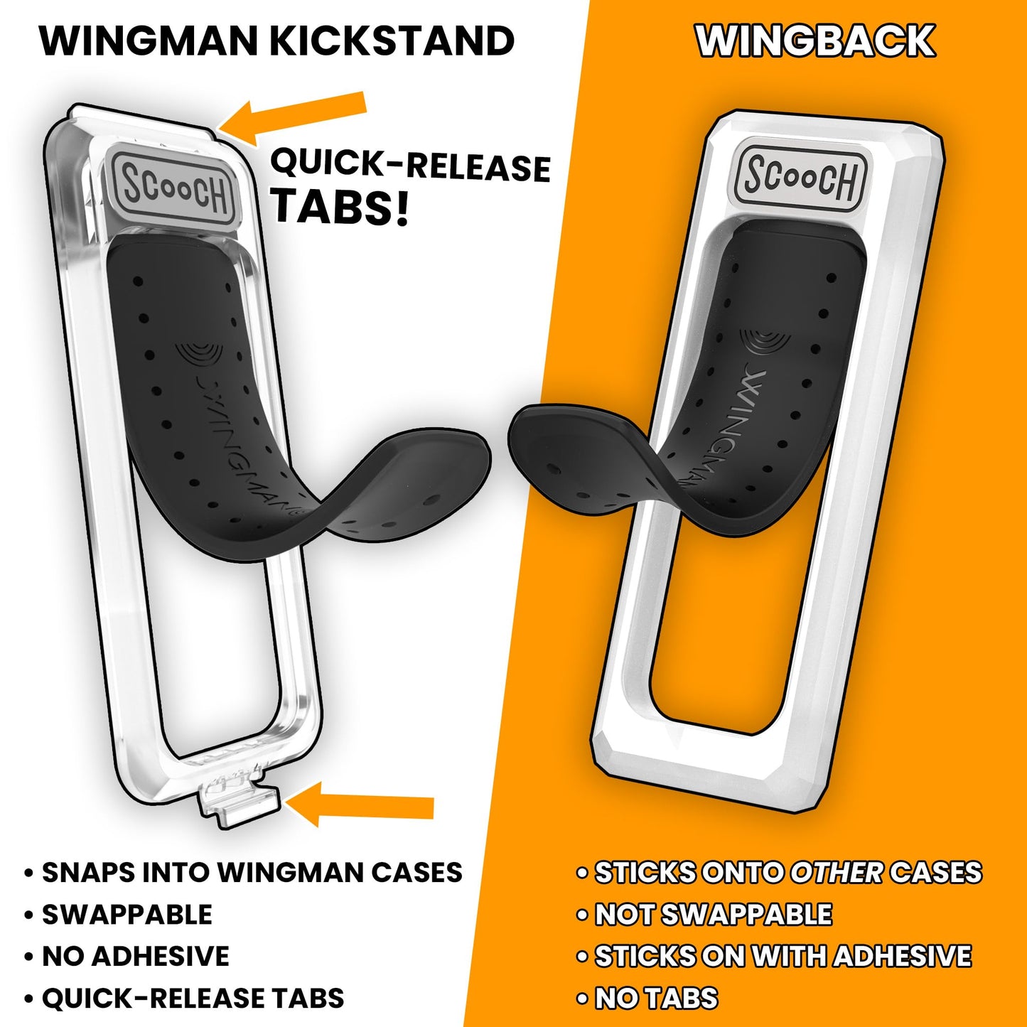 Scooch Wingman Case Replacement Kickstand - Quick Release Pop-Out, Carbon Fiber