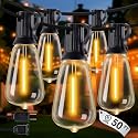 DELITOR Patio String Lights Plug in 50FT LED Outdoor String Lights with IP65 Waterproof 27 Bulbs, Connectable Dimmable Edison ST38 Outside Lights