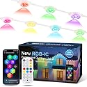 Briteglotec 50ft Permanent Outdoor Lights with 30 Bright LEDs, 120° Wide Beam RGBIC Smart Eave Lights, 16 Million Colors & Music Sync, IP67 Waterproof
