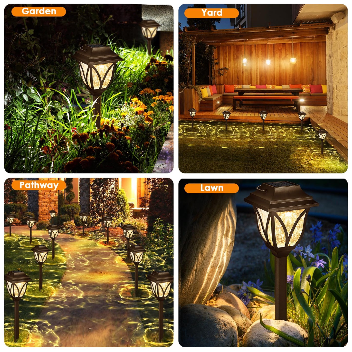 Springwind 8 Pack Solar Lights Outdoor Waterproof Garden Lights with Warm LED Light Landscape Lighting for Yard Patio Lawn Walkway Driveway