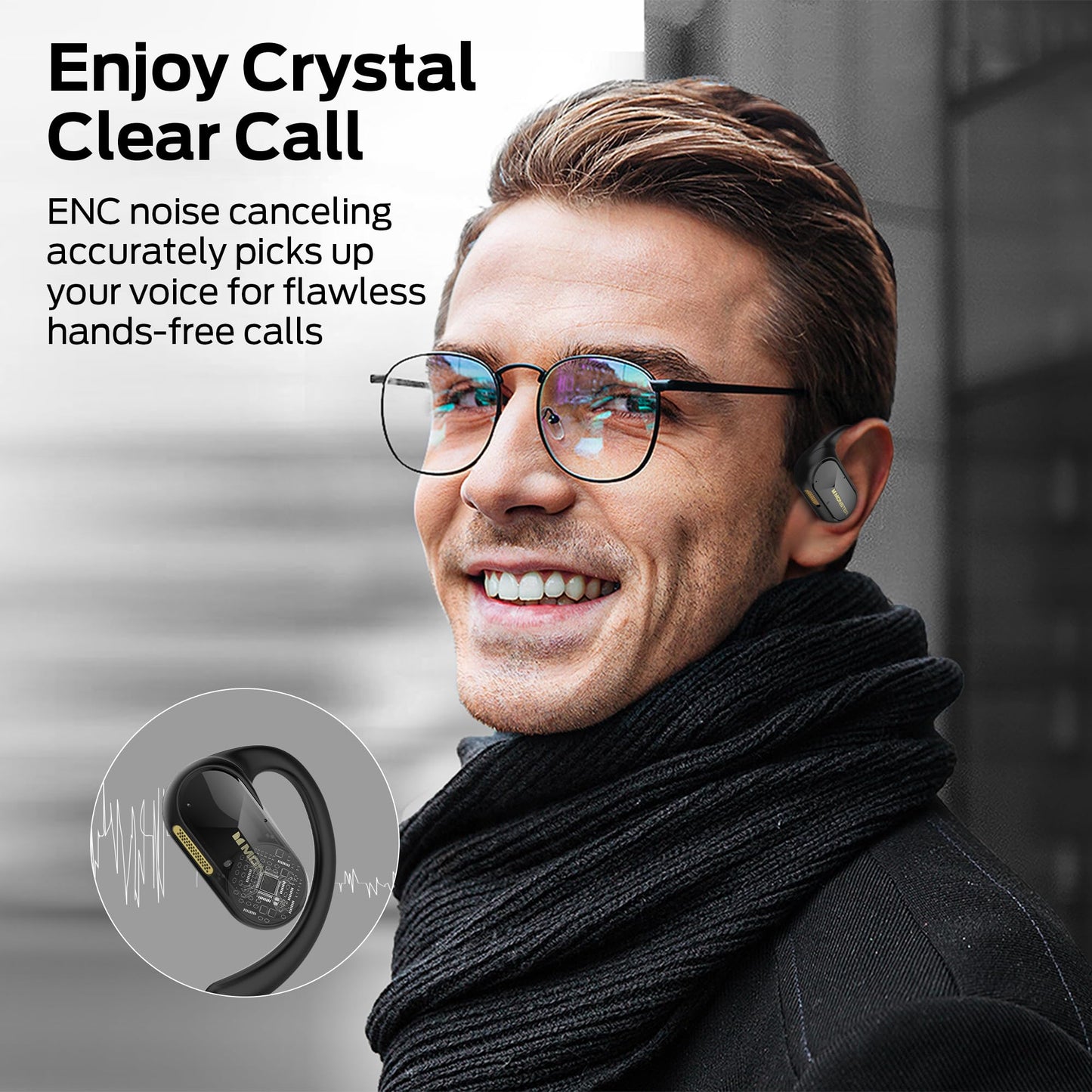 Monster Open Ear AC312 Headphones, Bluetooth 5.4, Wireless Earbuds with ENC Noise-Cancelling Mic, Immersive Stereo Sound by 16mm Large Drivers, Clear…