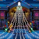 Christmas Waterfall Outdoor String Lights, Christmas Tree Lights with Topper 335 LED 11.48ft 9 Strands, 8 Lighting Modes Holiday New Year Decoration