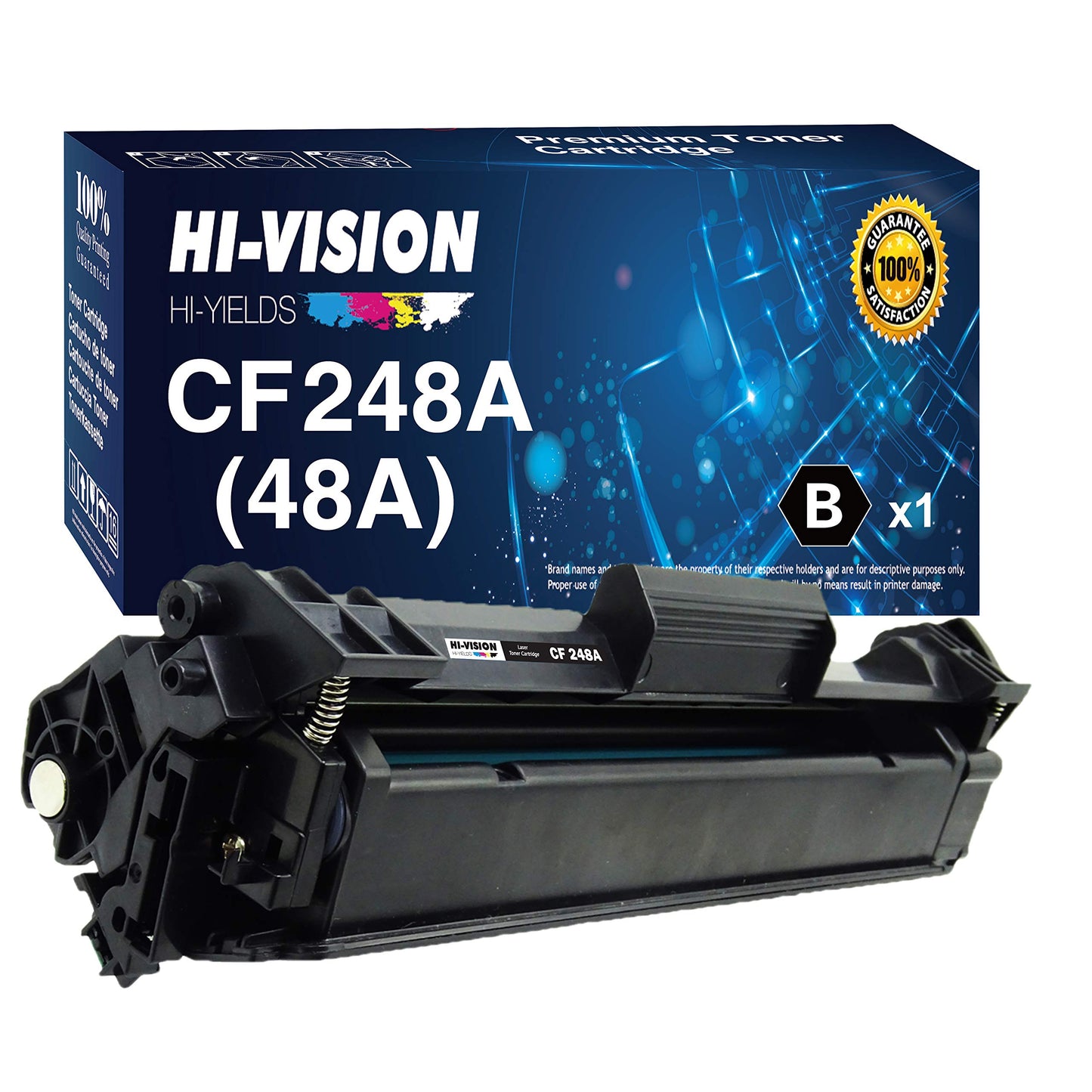 HI-VISION HI-YIELDS Compatible Toner 48A Toner Cartridge for CF248A Used for Pro M15w M15a M16w M16a MFP M29w M29a M28w M28a Printer, (1-Black Pack)