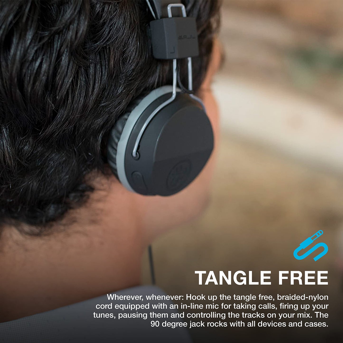 JLab Neon Folding On-Ear Headphones, Black, Wired Headphones, Tangle Free Cord, Noise Isolation, 40mm Neodymium Drivers, C3 Sound (Crystal Clear