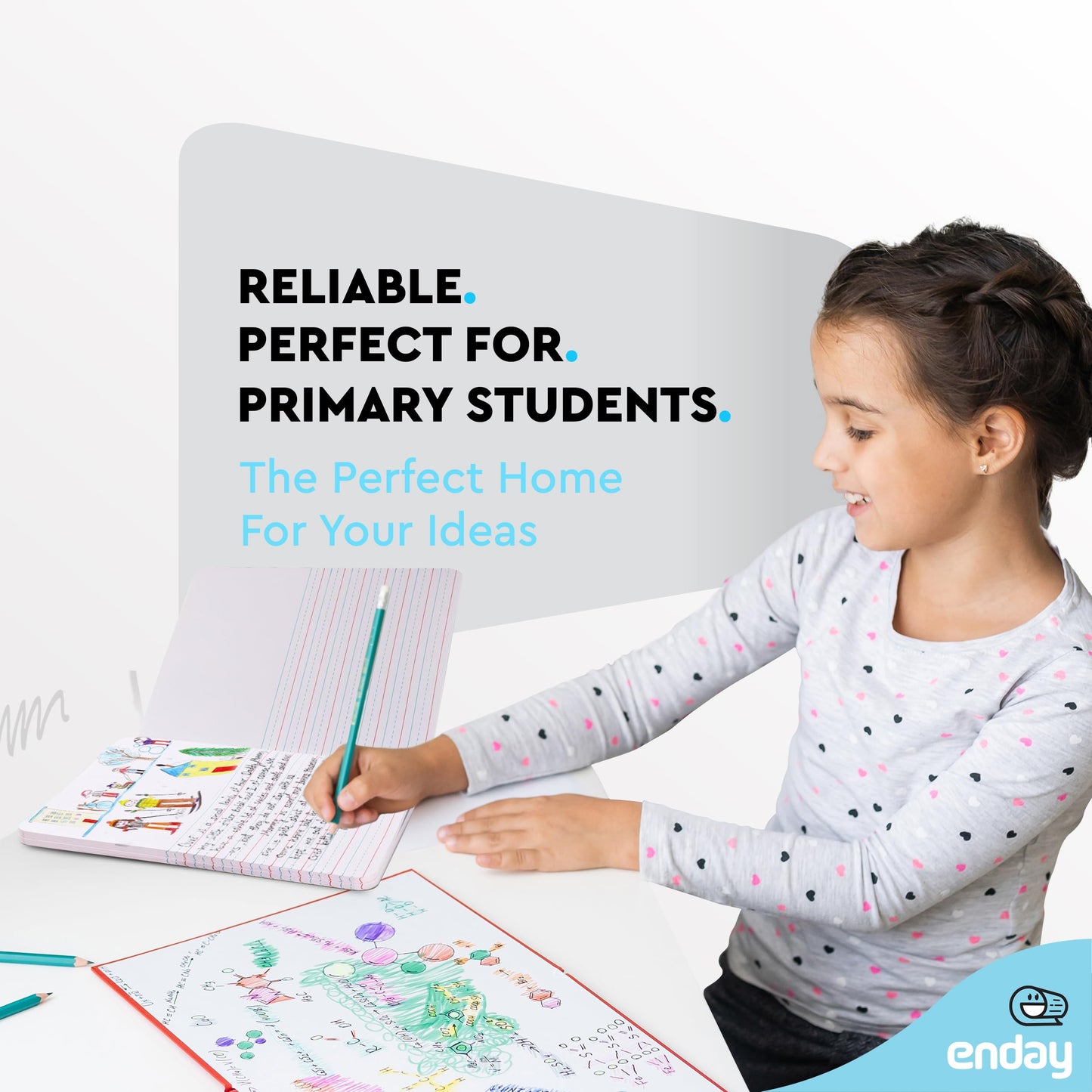 Enday Primary Journal Grades K-2, Primary Writing Journal, Half Page Ruled Primary Journal Composition Notebook for Kids, 100 Sheets kids Notebook