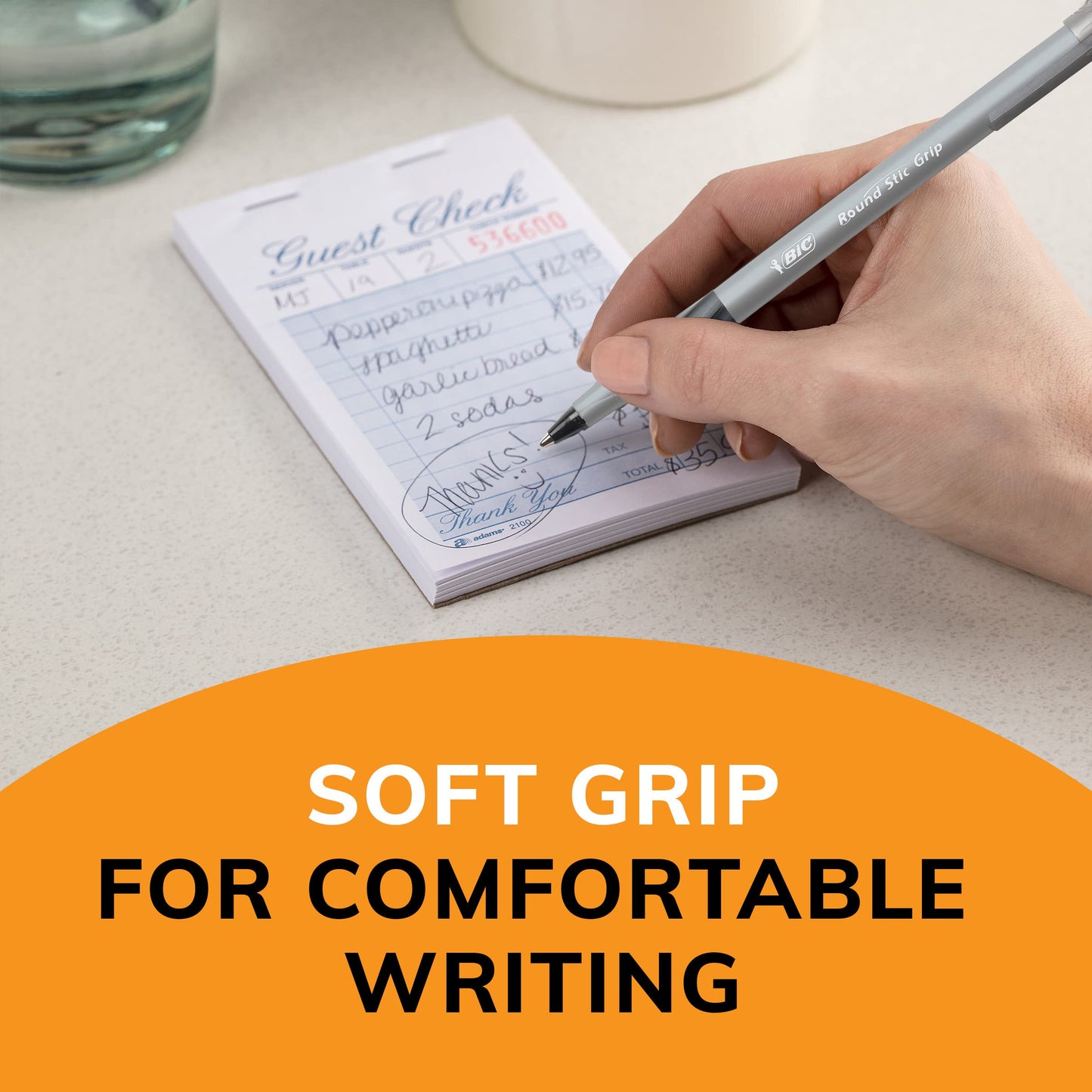 BIC Round Stic Grip Xtra Comfort Black Ballpoint Pens, Medium Point (1.2mm), 36-Count Pack, Perfect Writing Pens With Soft Grip for Superb Comfort