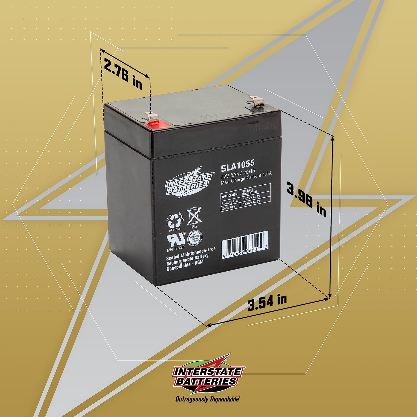 Interstate Batteries 12V 5Ah Battery (F1 Terminal) SLA AGM VRLA Rechargeable Replacement for Alarms, Security, Garage Door Openers for Chamberlain…