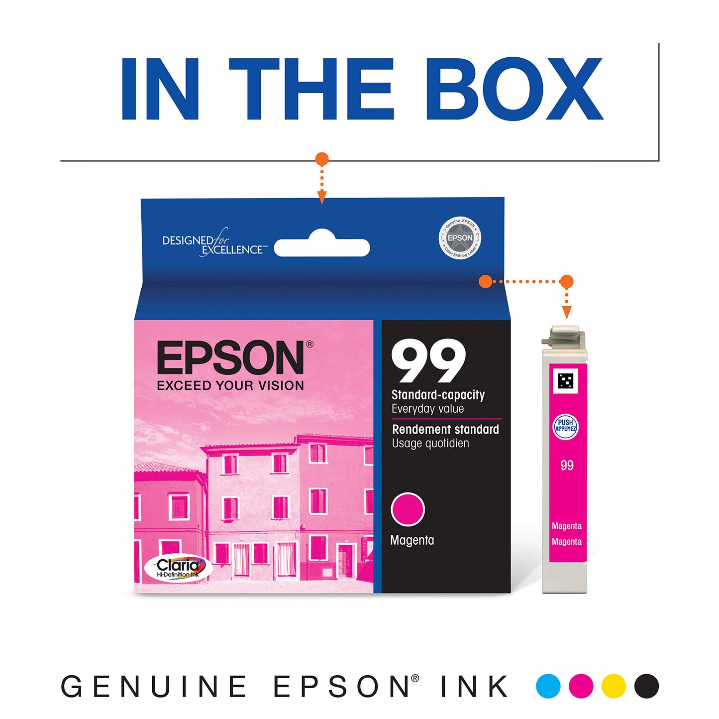 Epson 99 Claria Hi-Definition Ink Standard Capacity Magenta Cartridge (T099320-S) Works with Artisan-700, 710, 725, 730, 800, 810, 835, 837