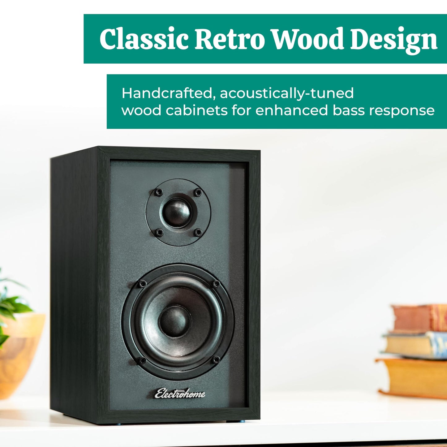 Electrohome Montrose, Upgradable Vinyl Record Player with Berkeley, Powered Bluetooth Bookshelf Speakers, 1" Tweeter & 3" Driver, for Warm Natural