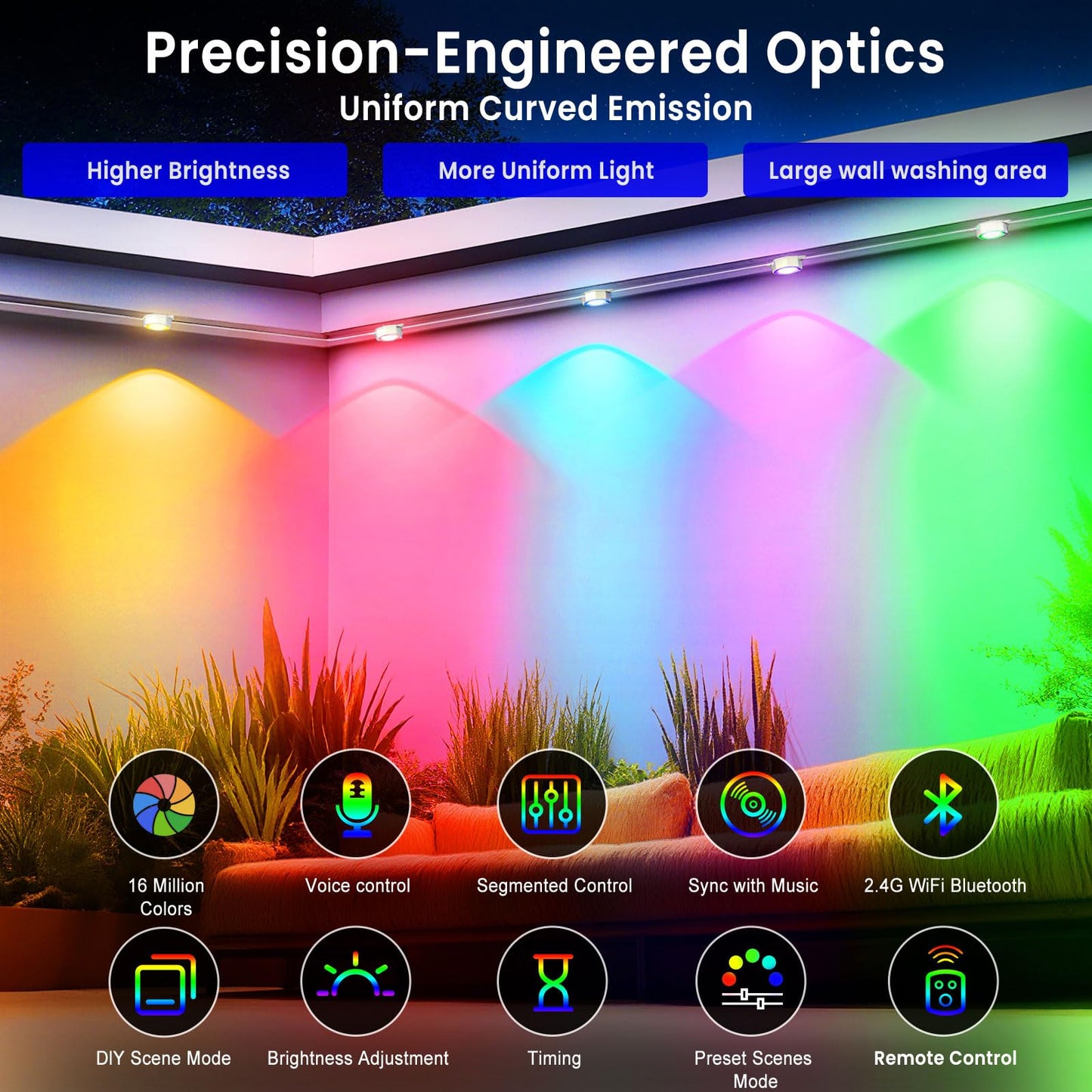 Smart Permanent Outdoor Lights for House, 150ft with 72 RGB+IC Permanent Outdoor Lights, P67 Waterproof with DIY Scene for Halloween Christmas Decor