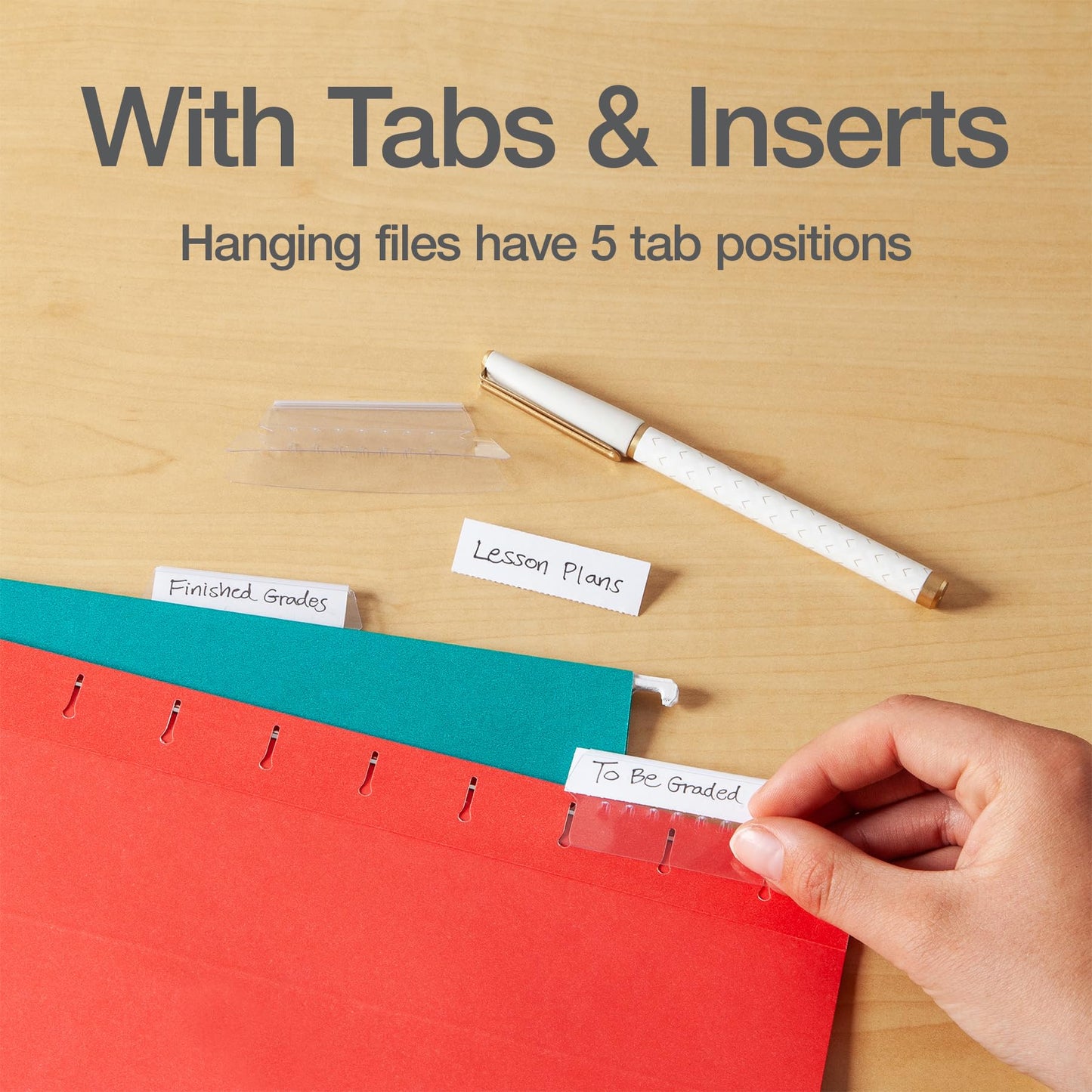 Oxford Hanging File Folders, 25 Pack, Letter Size (8.5" x 11"), 4 Tropical Colors, 5 Tab Positions, Includes Tabs and Inserts, Hanging Files