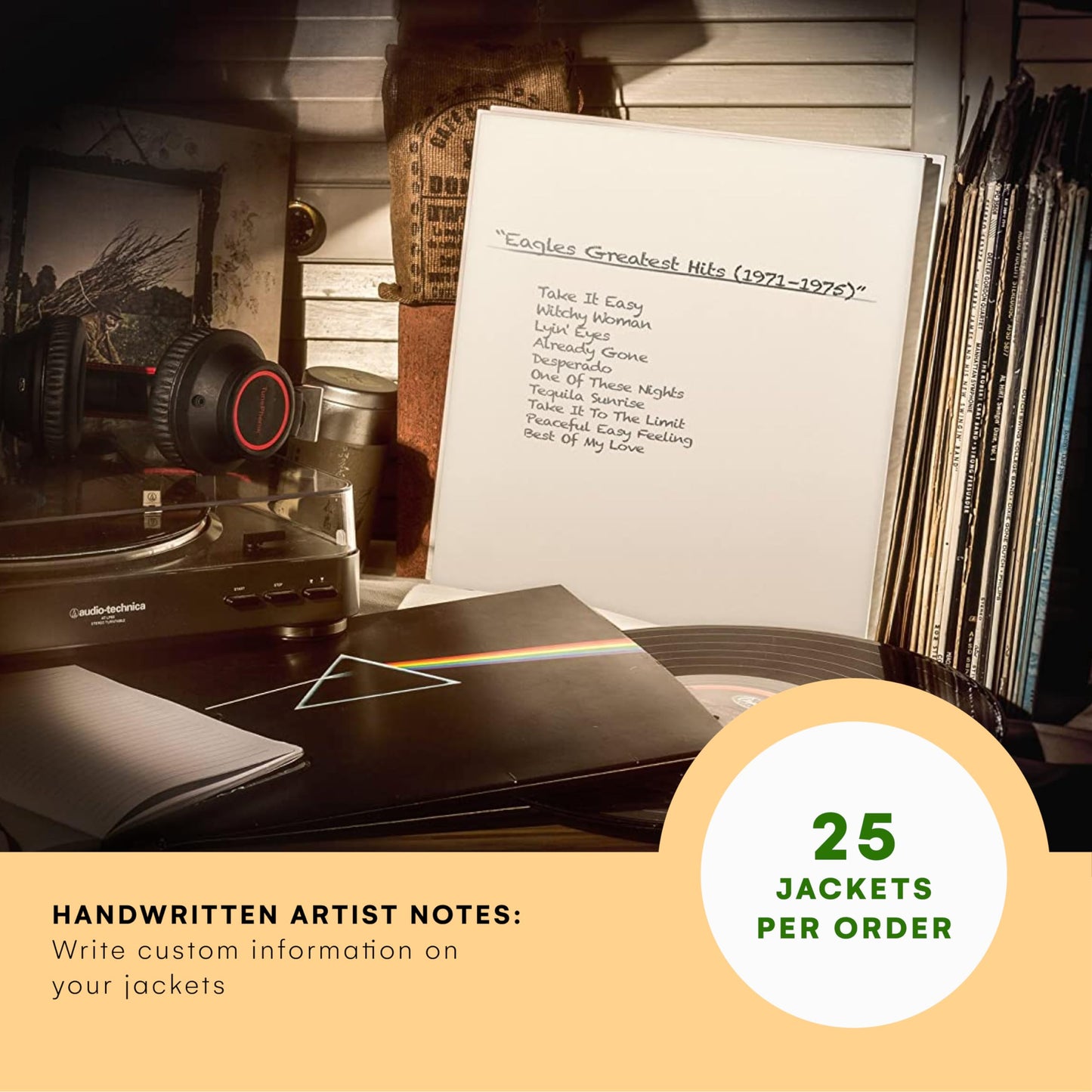 TunePhonik 12" LP Vinyl Record Jackets - White Coated w/ No Center Hole | 25-Pack | Made in USA
