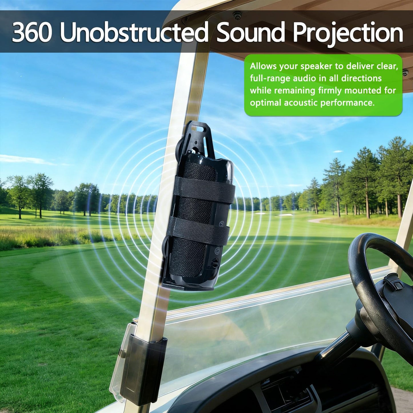 Magnetic Speaker Mount for Tool Chests/Fridge/Golf Cart/Boat Railing/UTV/ATV/Go Cart, Adjustable Strap Speaker Holder Attachment for JBL Charge