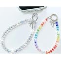 2 Pack Bling Crystal Keychain Charms Phone Wrist Strap for Women Girls,Shiny Lanyard Bracelet for Bags Carkeys Earphone Purse