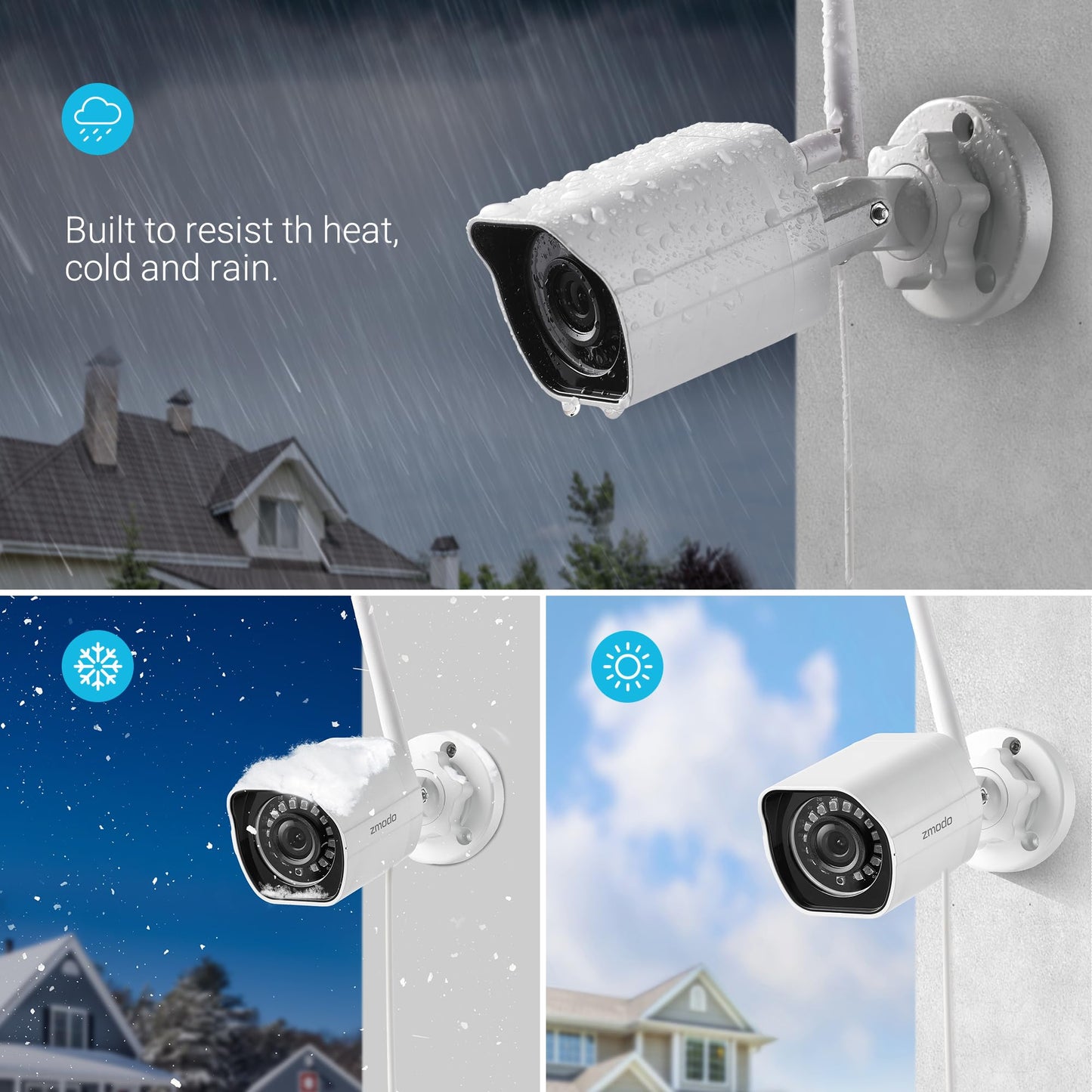 Zmodo Outdoor Security Cameras Wifi - 1080p Full HD Surveillance Cameras for Home Security with Night Vision, IP 66 Weatherproof, Plug-In, Motion
