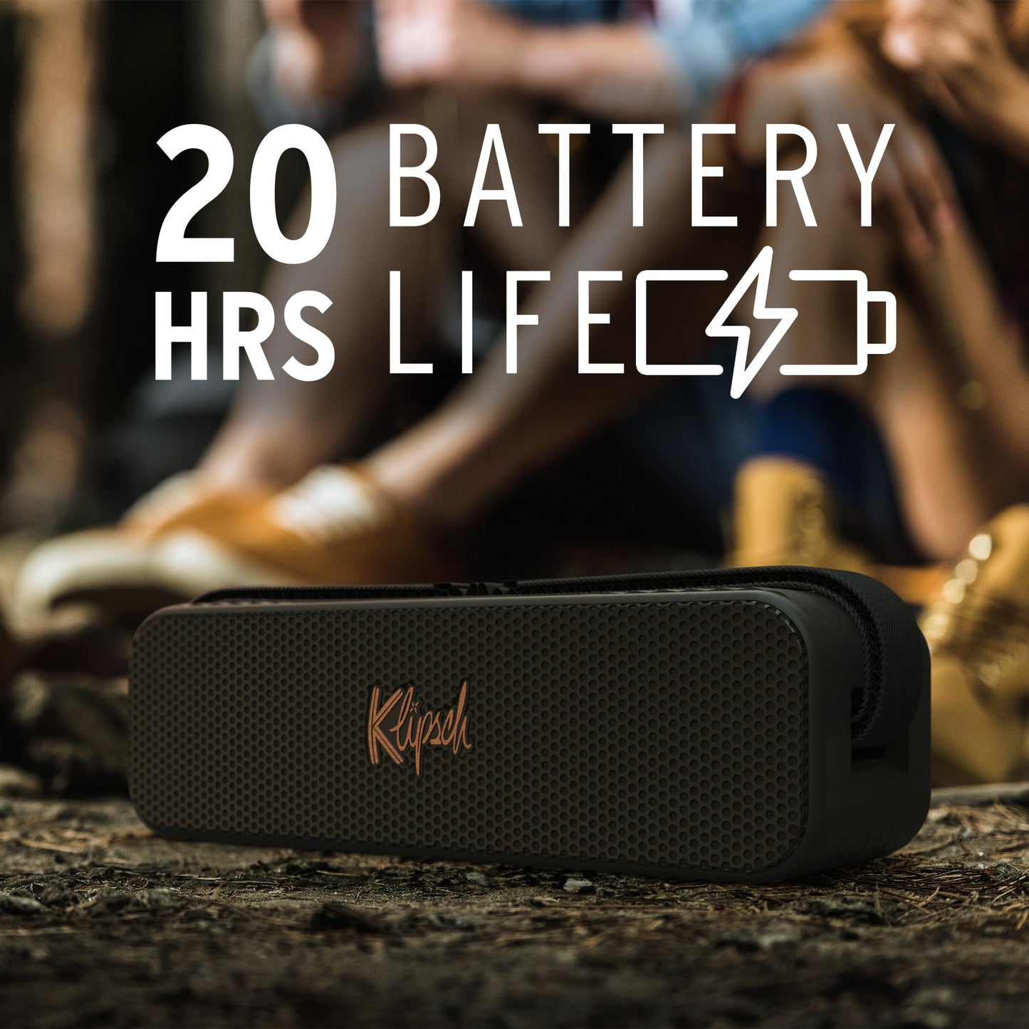 The Klipsch Detroit Portable Bluetooth Speaker with Dual 1" tweeters and 3" woofers, IP67 dust and Waterproof Rating, 20 Hours of Playtime for a
