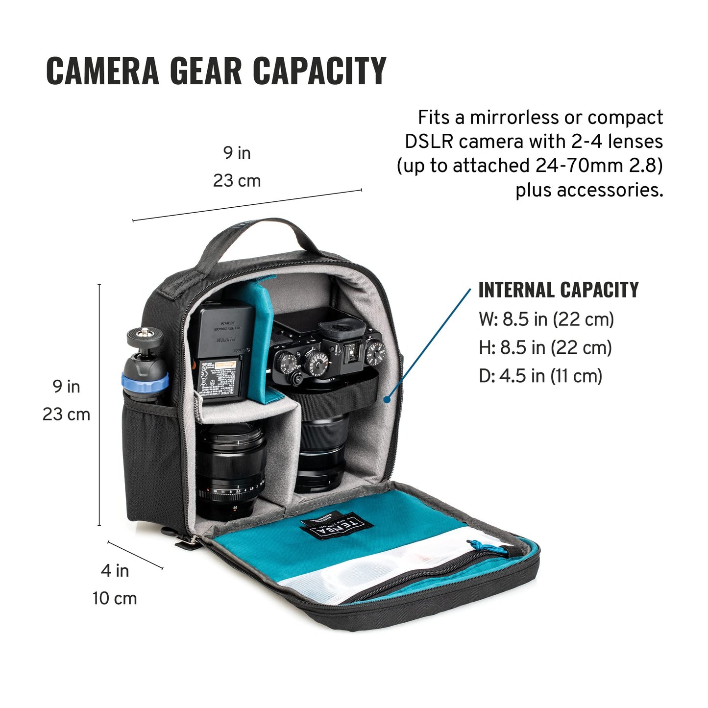 Tenba BYOB 9 Slim Backpack Insert - Turns any bag into a camera bag for DSLR and Mirrorless cameras and lenses - Blue (636-621)