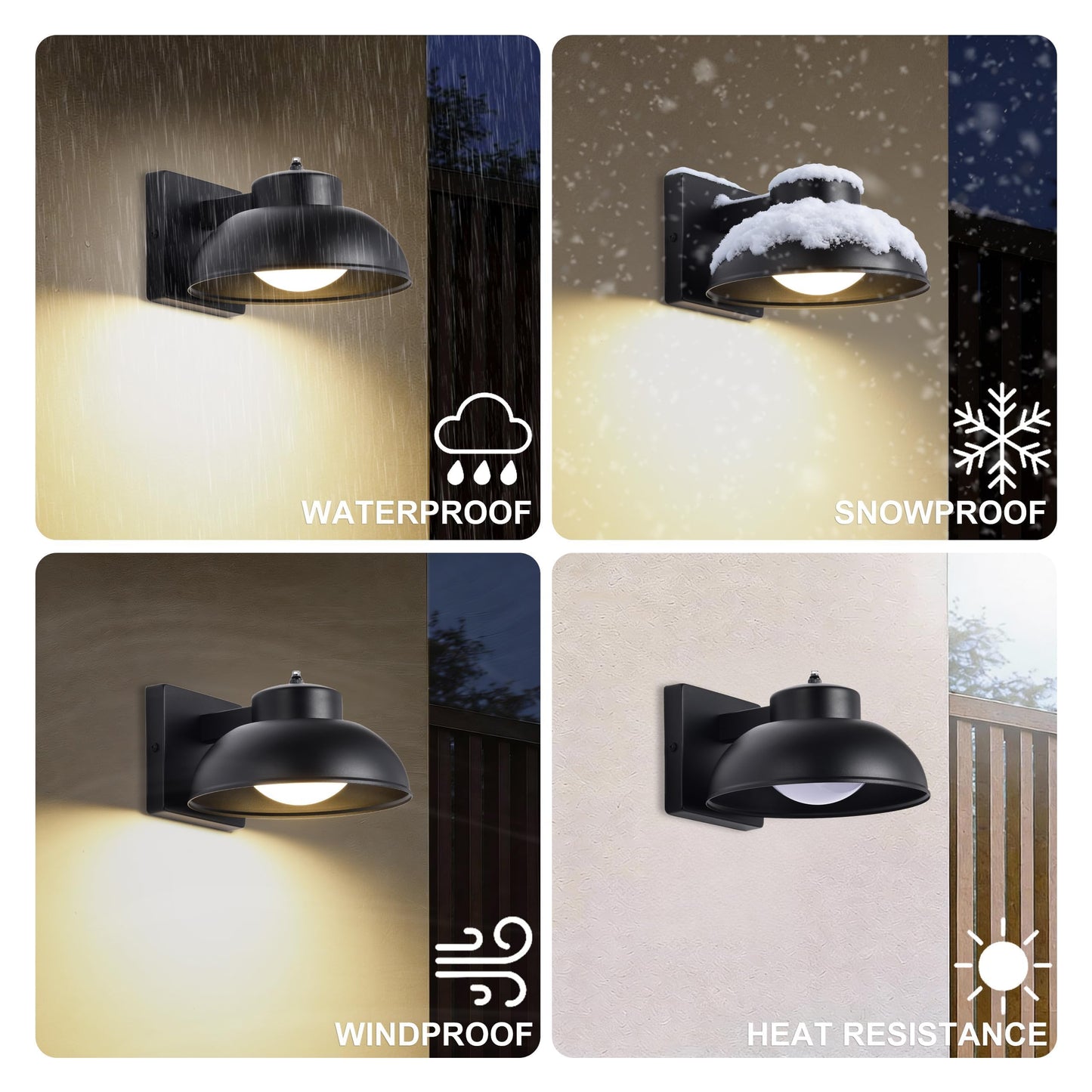 SendaLife Black Exterior Light Fixtures, 2 Pack Dusk to Dawn LED Outdoor Wall Lights, 12W Integrated 3000K Farmhouse Barn Sconce, Waterproof LED Porch