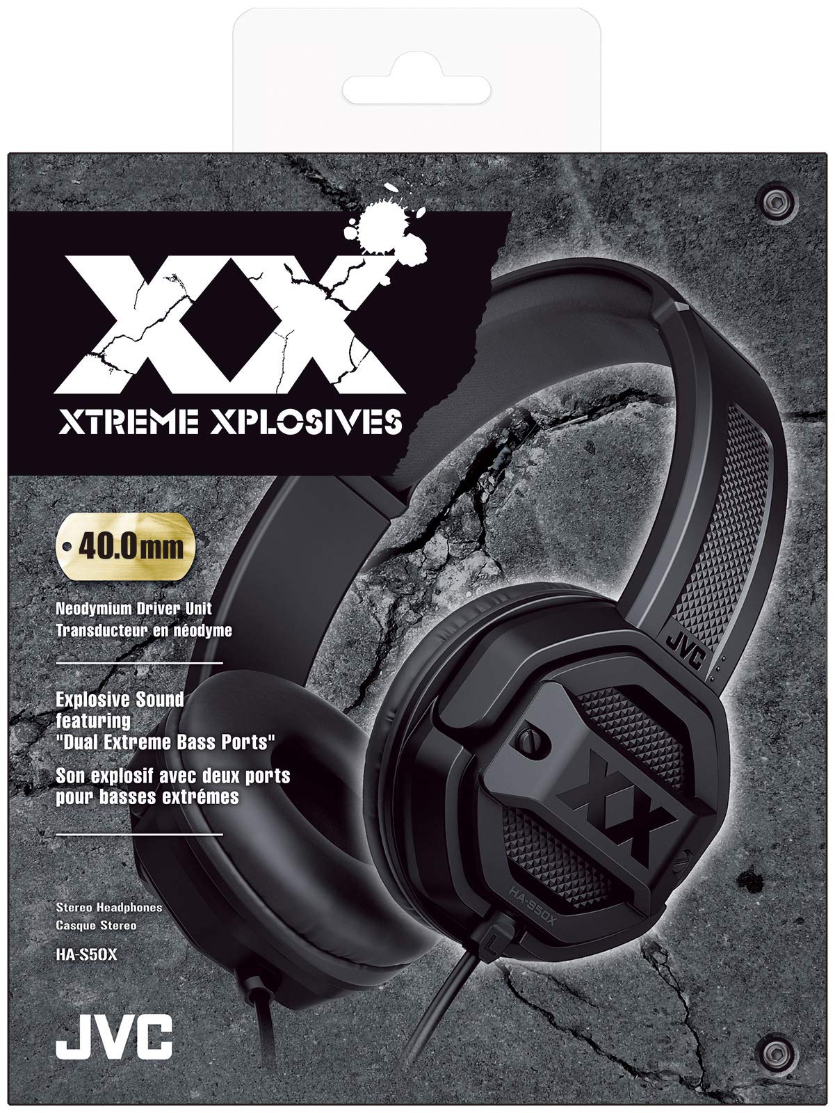 JVC HAS50X XX On-Ear Headphones with Powerful Bass, Dual Exteme Bass Ports, 40mm Driver Unit