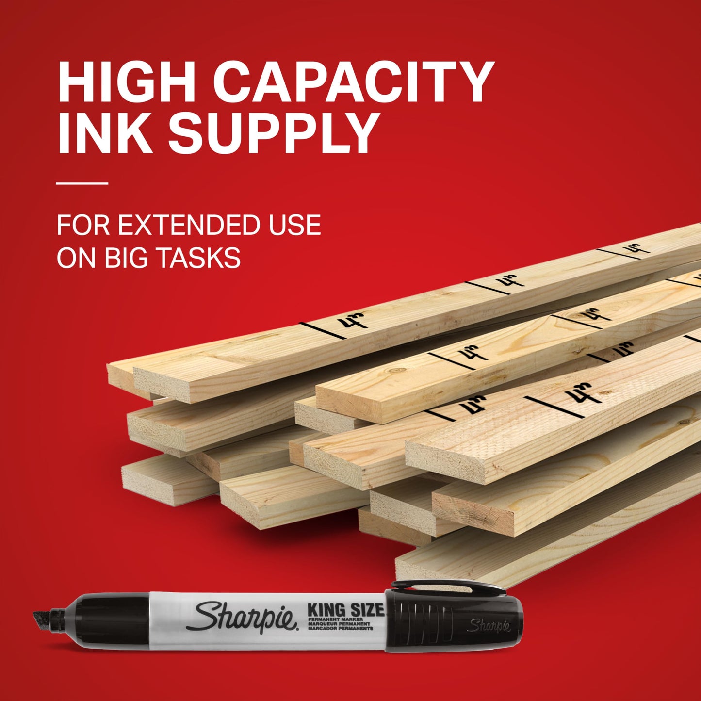Sharpie King Size Permanent Markers, Chisel Tip, Black, 12 Count - Thick Poster Markers, Heavy Duty For Work & Industrial Use, High Capacity Ink