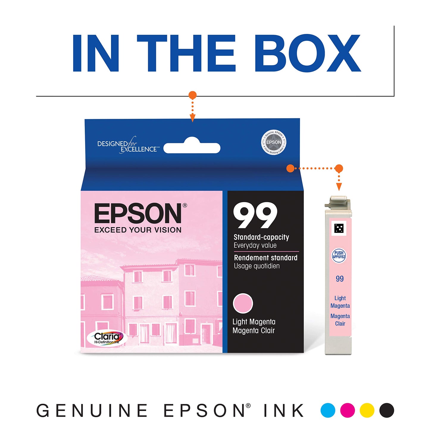 Epson 99 Claria Hi-Definition Ink Standard Capacity Light Magenta Cartridge (T099620-S) Works with Artisan-700, 710, 725, 730, 800, 810, 835, 837