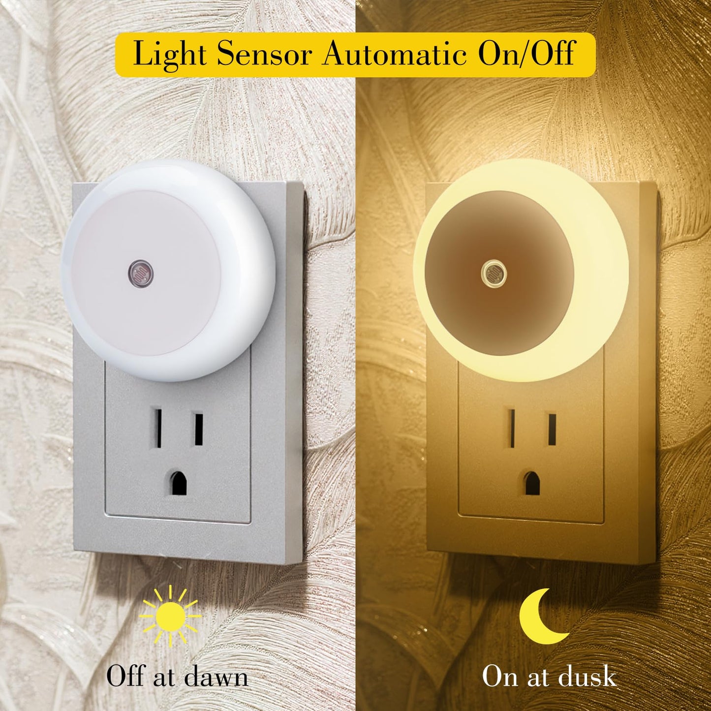 KINUR 6 Pack Night Light, LED Night Lights Plug into wall with Dusk to Dawn sensors, Plug in Night Lights for Kids Room, Bedroom, Bathroom, Baby