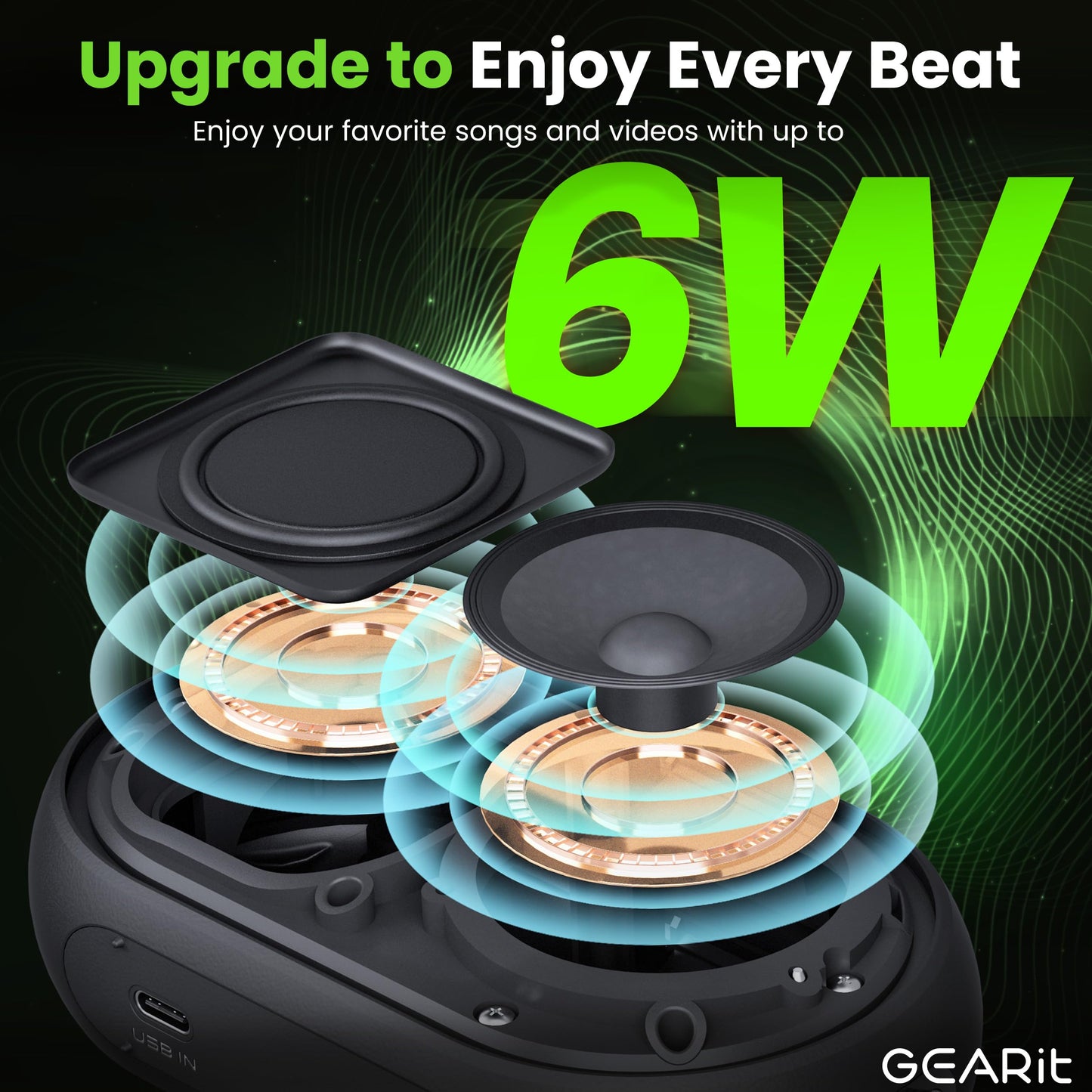 GEARit Golf Cart Magnetic Wireless Speaker | Portable Bluetooth Speaker | 16W Stereo Sound BT5.3 IPX6 Waterproof TWS Pairing RGB Light 5H Playtime