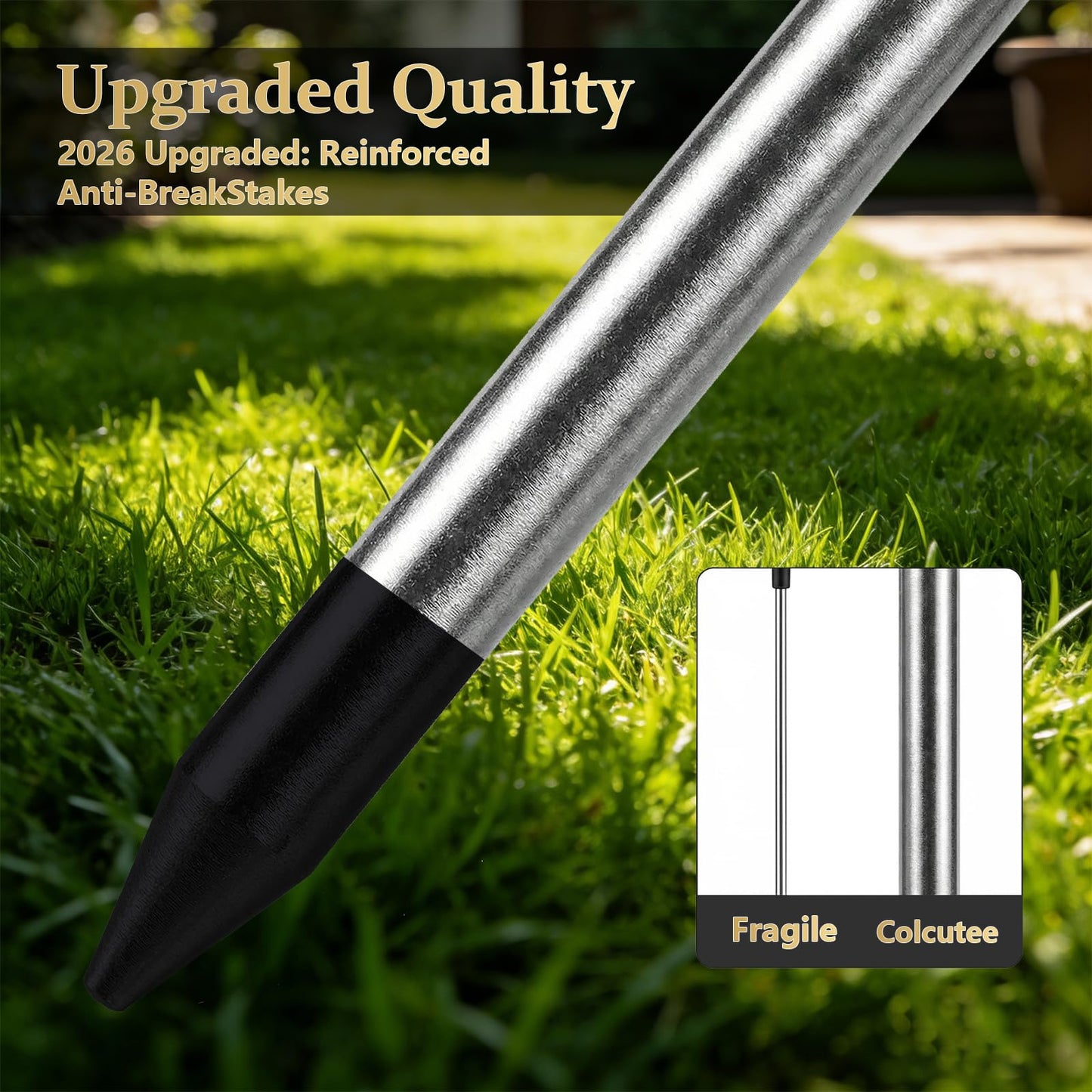 2 Pack Solar Firework Lights Outdoor, Adjustable 32" to 51" Extra Tall, Verified 200 LED Warm White Stainless Steel 3-Section Pole, 8 Modes Waterproof