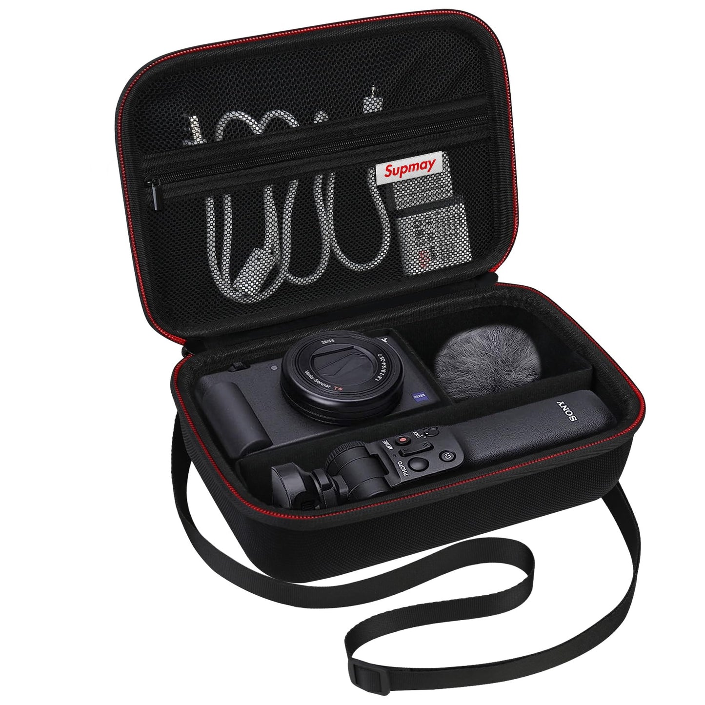 Supmay Hard Travel Case for Sony ZV-1F / ZV-1 / ZV-1 II Digital Camera, Protective Cases Bag Fits Vlogger Accessory Kit Tripod, Microphone, LED Video