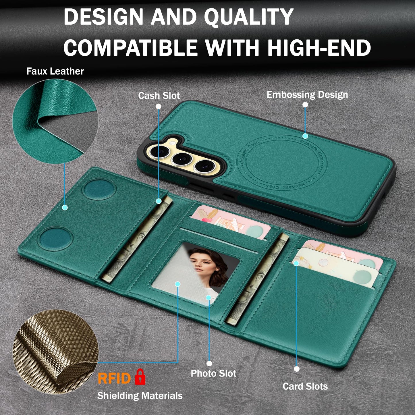 Godzoen for Samsung Galaxy S23 Plus Wallet Case, 2-in-1 Detachable Magnetic Wallet Case, Card Holder RFID Blocking, Fashionable Faux Leather Card Slot