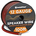 InstallGear 12 Gauge Wire AWG Speaker Wire (100ft - Red/Black) - Speaker Cable for Car Speakers Stereos, Home Theater Speakers, Surround Sound, Radio