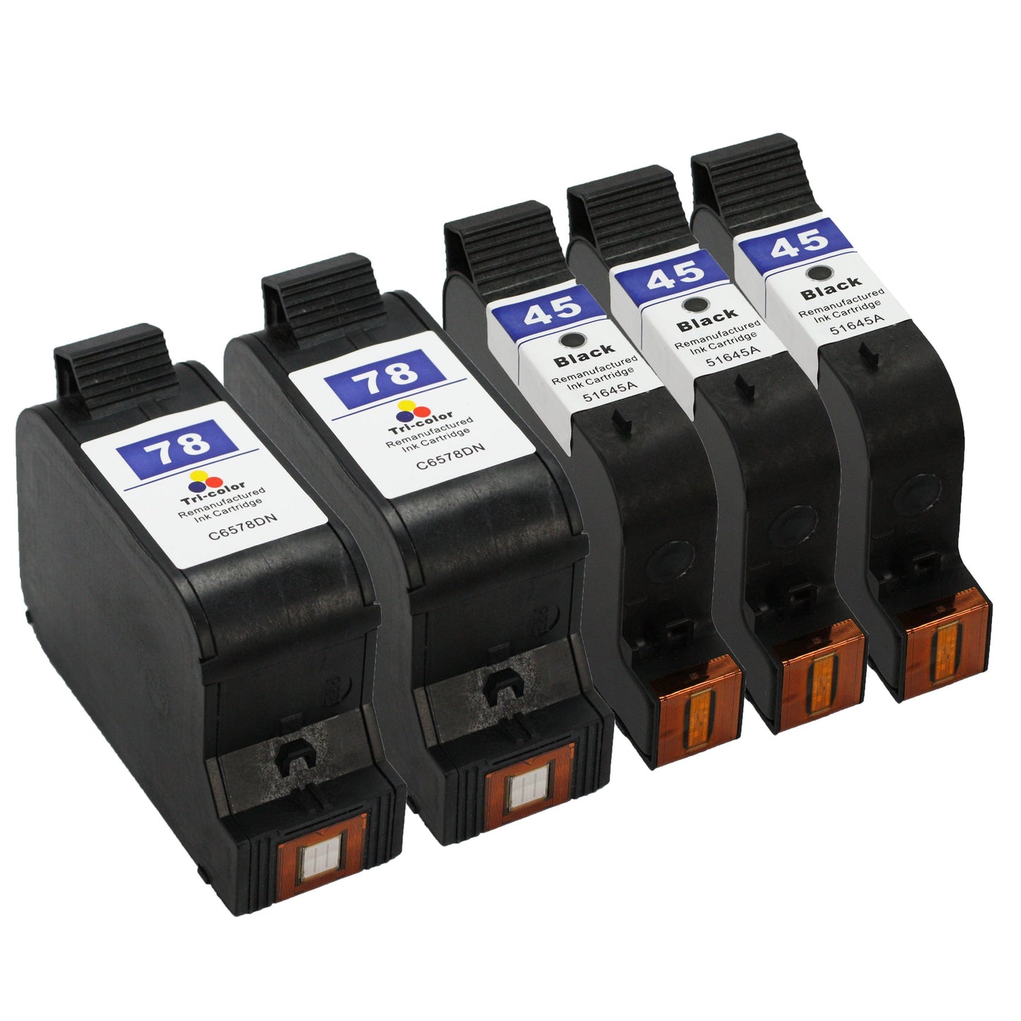 LA Printer Remanufactured Ink Cartridge Replacement for HP 45 51645A & HP 78 C6578DN (3 Black, 2 Color)