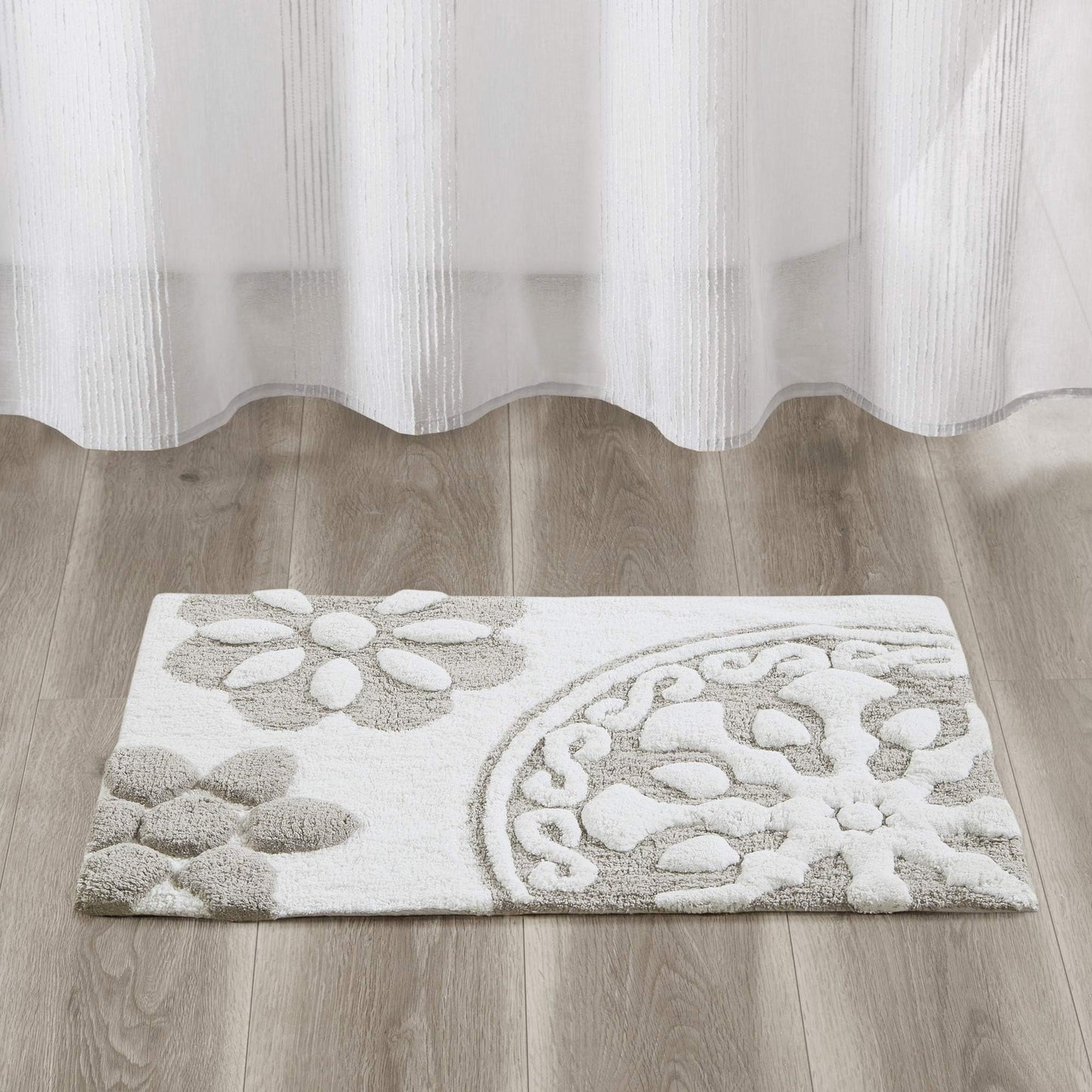 Madison Park Casablanca 100% Cotton Tufted Bathroom Rugs Luxurious Plush Medallion Floral Pattern Bath Mat Absorbent, Quick Dry, Spa Design Shower…